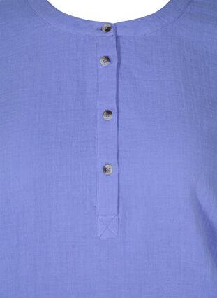 Zizzi Cotton blouse with buttons and 3/4 sleeves, Ultramarine, Packshot image number 2