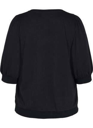 Zizzi Sweatshirt with 3/4 sleeves, Black, Packshot image number 1