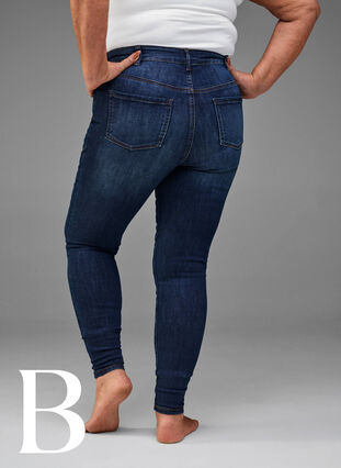 Zizzi Super slim jeans with high waist, Dark Blue, Model image number 5