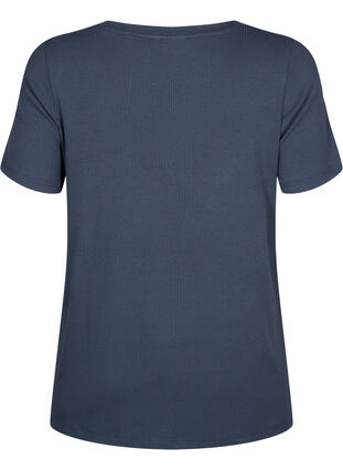 Zizzi Prazkowany t-shirt z wiskozy z dekoltem w szpic, Umbre Blue , Packshot image number 1