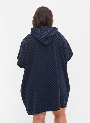 Zizzi Beach poncho in cotton, Navy Blazer, Model image number 1