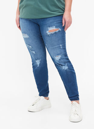 Zizzi Jeggings with rip, Dark blue, Model image number 3