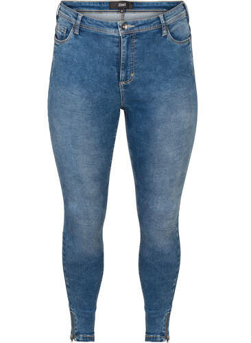 Zizzi Jeansy Amy nad kostke z suwakiem, Blue denim, Packshot image number 0