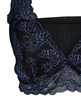 Zizzi Biustonosz z koronka i siateczka, Black w. blue lace, Packshot image number 2