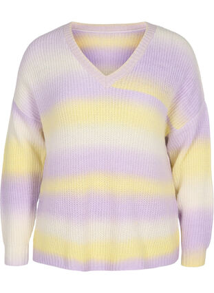 Zizzi Knitted jumper with v-neckline, Lavender Comb., Packshot image number 0