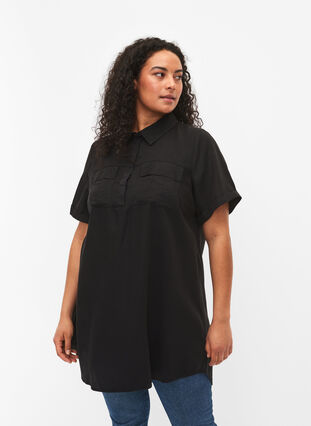 Zizzi  Tunika z krótkim rekawem z lyocellu (TENCEL™), Black, Model image number 0