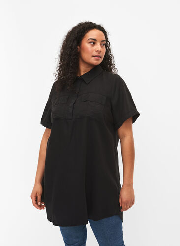 Zizzi  Tunika z krótkim rekawem z lyocellu (TENCEL™), Black, Model image number 0