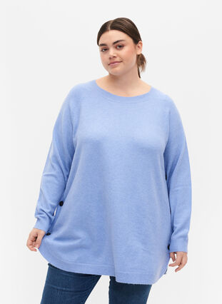 Zizzi Zapinany na guziki sweter z melanzowej dzianiny, Lavender Lustre, Model image number 0