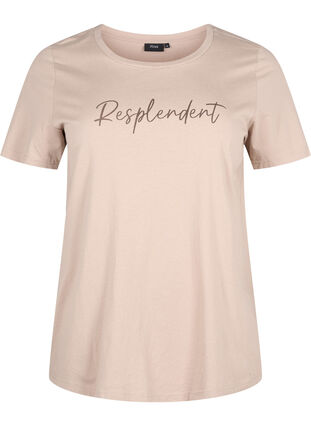 Zizzi T-shirt z motywem, S. Mink w. Text, Packshot image number 0