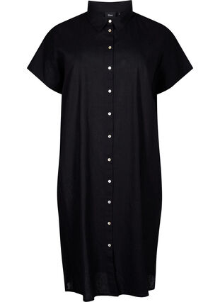 Zizzi Koszula o przedluzonym kroju wykonana z mieszanki bawelny z lnem, Black, Packshot image number 0