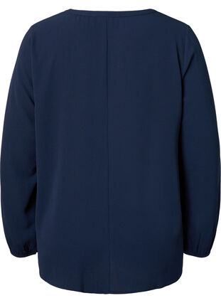 Zizzi Jednokolorowy top z dekoltem w szpic, Navy Blazer, Packshot image number 1