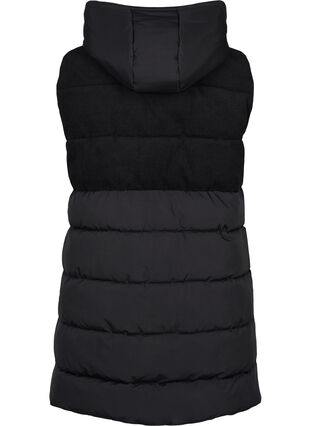 Zizzi Long vest with hood and zip, Black, Packshot image number 1