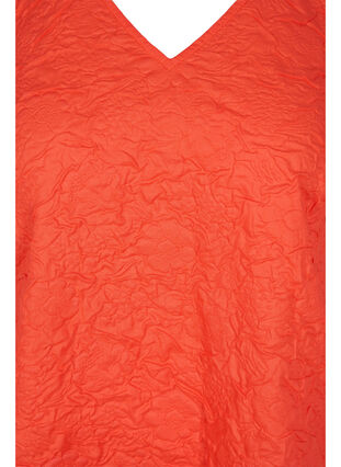 Zizzi Textured dress with short puff sleeves, Mandarin Red, Packshot image number 2