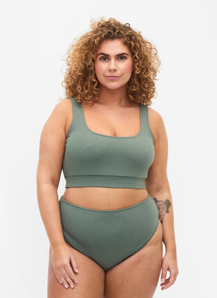 Zizzi Figi damskie od bikini z krepa, Laurel Wreath, Model image number 0