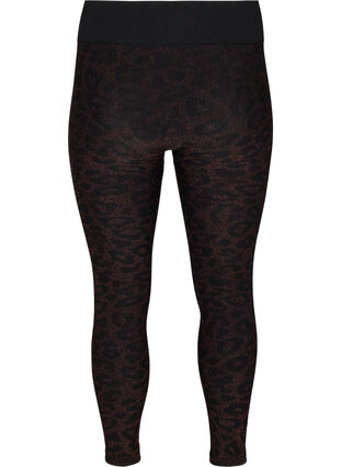 Zizzi Cropped sparkly sports leggings, Black w copper, Packshot image number 1