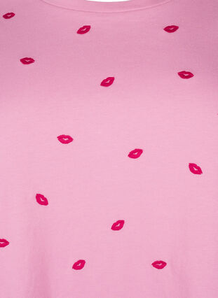 Zizzi T-shirt z bawelny organicznej z wyszywanymi ustami, Rose Bl. Lips Emb. , Packshot image number 2