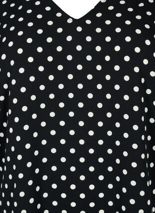 Zizzi Top w kwiaty z dekoltem w serek, Black Dot, Packshot image number 2