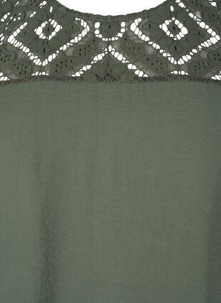 Zizzi Bluzka z wiskozy z krótkim rekawem i koronkowymi detalami, Thyme, Packshot image number 2