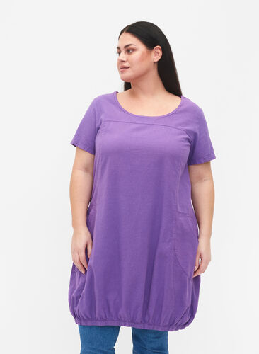 Zizzi Bawelniana sukienka z krótkim rekawem, Deep Lavender, Model image number 0