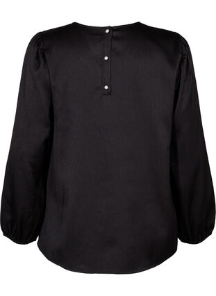 Zizzi Long sleeved blouse with round neck, Black, Packshot image number 1