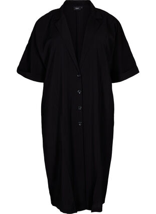 Zizzi Long short-sleeved viscose shirt, Black, Packshot image number 0