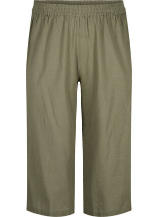 Zizzi Spodnie o dlugosci 7/8 z mieszanki bawelny z lnem, Deep Lichen Green, Packshot image number 0