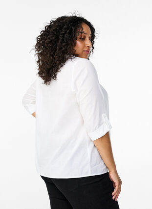 Zizzi FLASH – koszula z szydelkowym detalem, Bright White, Model image number 1