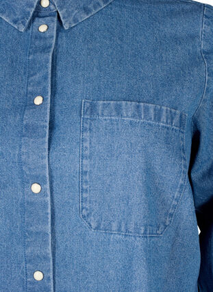 Zizzi Jeansowa koszula z dlugimi rekawami i kieszenia na piersi, Light Blue Denim, Packshot image number 2