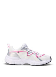 Sneakersy o szerokim kroju z kontrastowym wiazaniem, White w. Pink, Packshot
