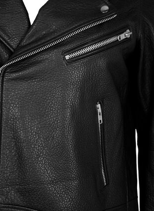 Zizzi Skórzana kurtka typu biker z kieszeniami, Black, Packshot image number 2