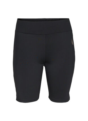 Zizzi Tight fitted training shorts, Black w. Deep Taupe, Packshot image number 0