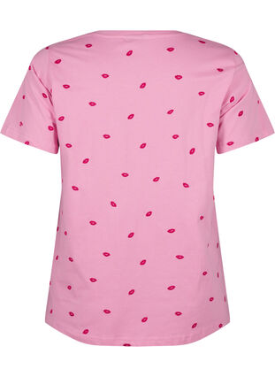 Zizzi T-shirt z bawelny organicznej z wyszywanymi ustami, Rose Bl. Lips Emb. , Packshot image number 1