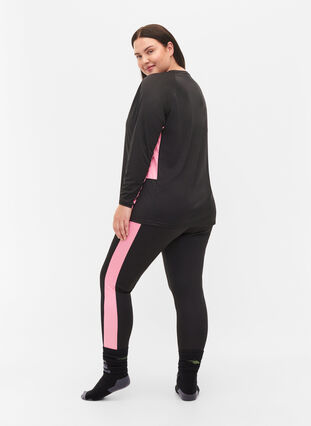 Zizzi Narciarska bielizna z kontrastowym paskiem, Black w. Sea Pink, Model image number 1