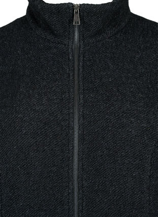 Melanzowy plaszcz typu bouclé z zamkiem blyskawicznym, Black Mel., Packshot image number 2