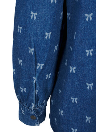 Zizzi Dzinsowa koszula z kokarda, Denim Blue W. Wh.Bow, Packshot image number 3