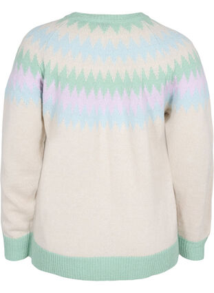 Zizzi Jacquard knit jumper, Birch Mel. Comb., Packshot image number 1