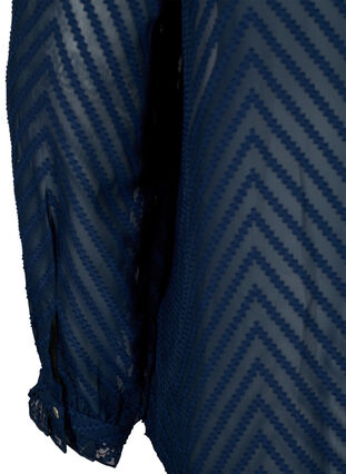 Zizzi Bluzka koszulowa z marszczeniami i wzorzysta faktura, Navy Blazer, Packshot image number 3