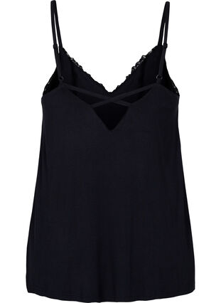 Zizzi Viscose night top with lace, Black, Packshot image number 1