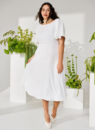 Imprezowa sukienka w stylu empire, Bright White, Image image number 0