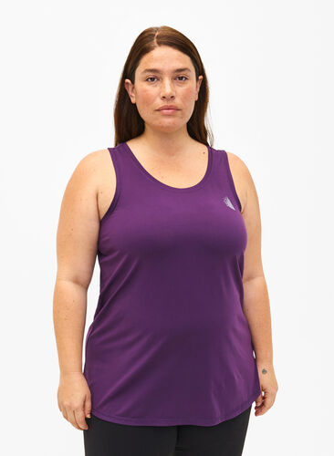 Zizzi Top treningowy z okraglym dekoltem, Purple Pennant, Model image number 0