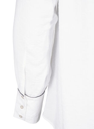 Zizzi Bluzka koszulowa z wiskozy z dlugim rekawem i falbanka, Bright White, Packshot image number 3