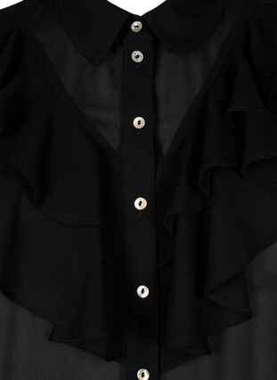 Zizzi Bluzka koszulowa z krótkim rekawem i falbanami, Black, Packshot image number 2