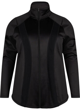 Zizzi Sportowy kardigan z suwakiem i golfem, Black, Packshot image number 0