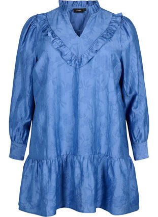 Zizzi Sukienka z lyocellu (TENCEL™) z falbanami, Colony Blue, Packshot image number 0