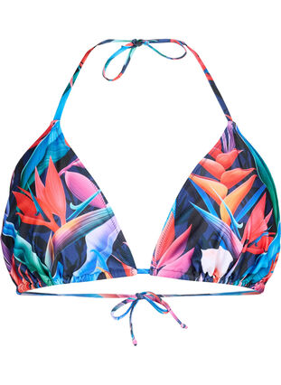 Zizzi Trójkatny biustonosz bikini z nadrukiem, Bright Leaf, Packshot image number 0