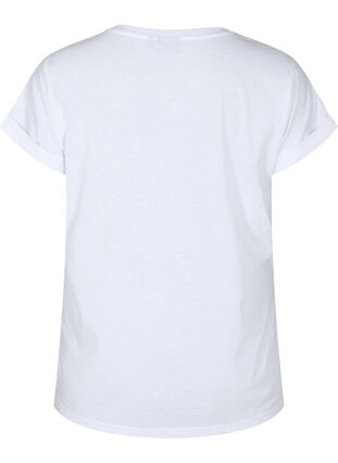 Zizzi T-shirt z krótkim rekawem z mieszanki bawelny, Bright White, Packshot image number 1