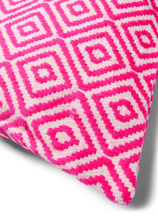 Zizzi Jacquard patterned cushion cover, Pink Comb, Packshot image number 1