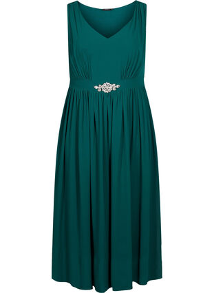 Zizzi Sleeveless maxi dress with pleats, Botanical garden, Packshot image number 0