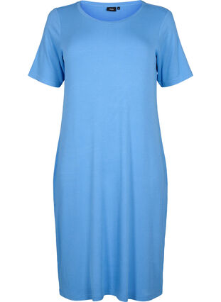 Zizzi Prazkowana sukienka midi z wiskozy z krótkim rekawem, Marina, Packshot image number 0