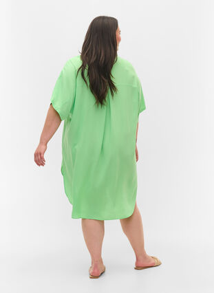 Zizzi Long viscose shirt with 2/4 sleeves, Summer Green, Model image number 1